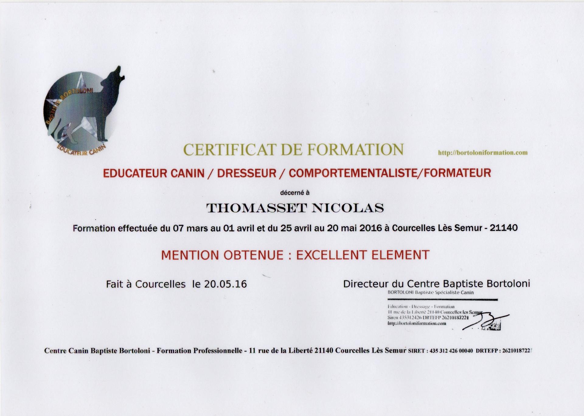 Diplôme Educateur comportementaliste Formateur